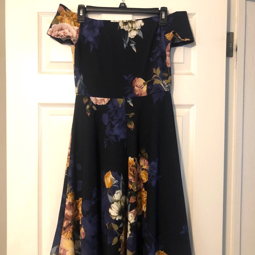 Floral Off The Shoulder High Low Dress